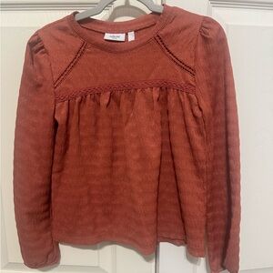 Rust Long Sleeve Kids Blouse